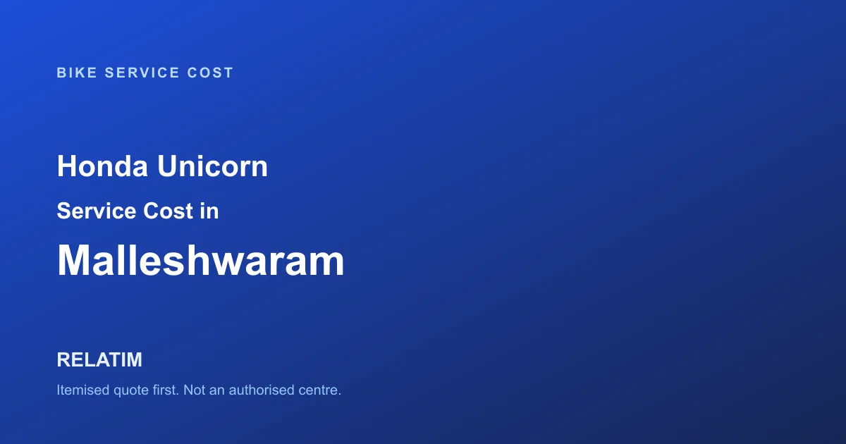 Honda Unicorn Service Cost in Malleshwaram, Bangalore